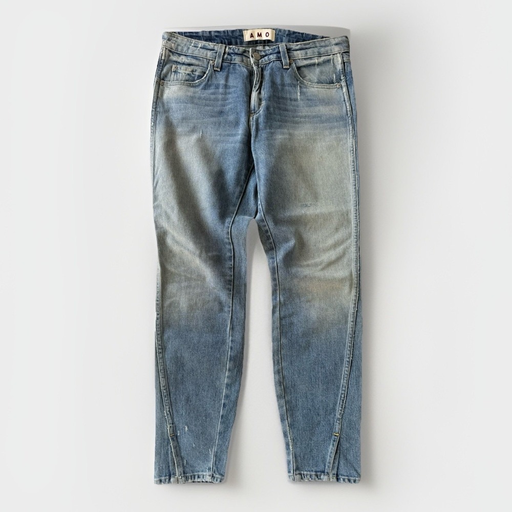 AMO Twist Sweet Cheeks Jeans Women's 30 Light Wash Cropped Slim Mid-Rise $262